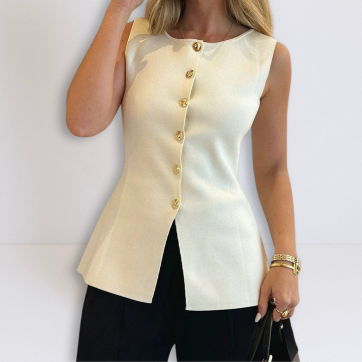 Rose | Sleeveless Button Peplum Top