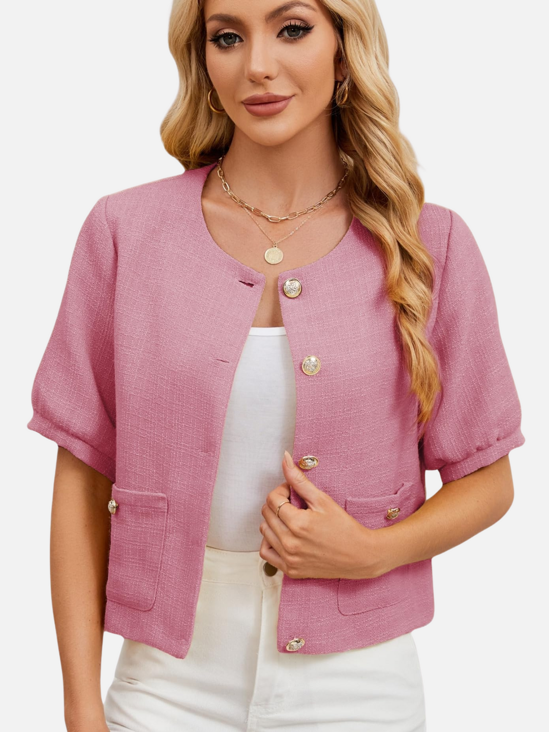 Vivian | Cropped Tweed Blazer Jacket