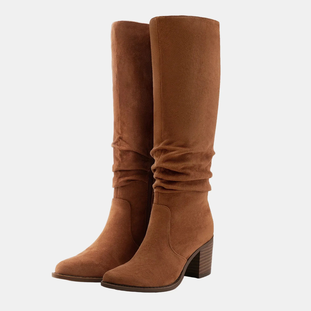 Noa | Knee-High Suede Block Heeled Boots