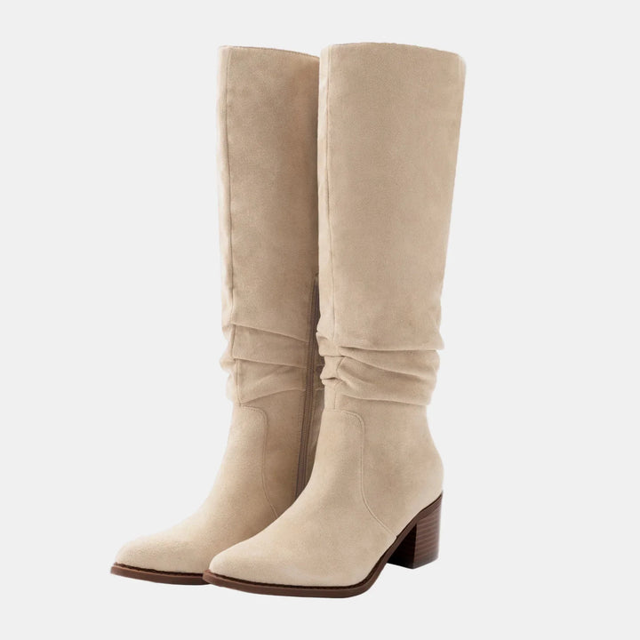 Noa | Knee-High Suede Block Heeled Boots