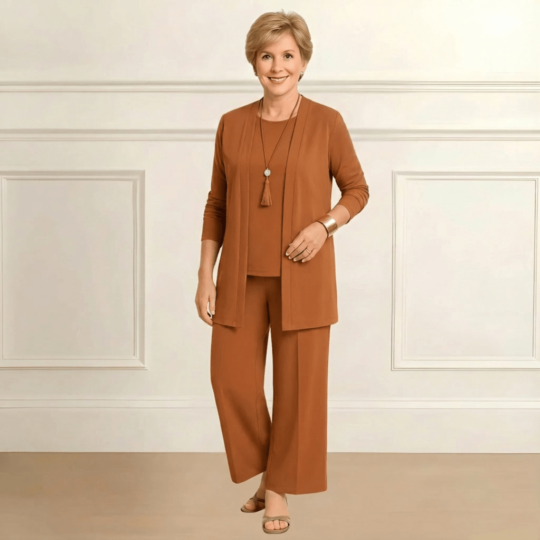 ROSY™ | Cardigan, Top & Trousers Set