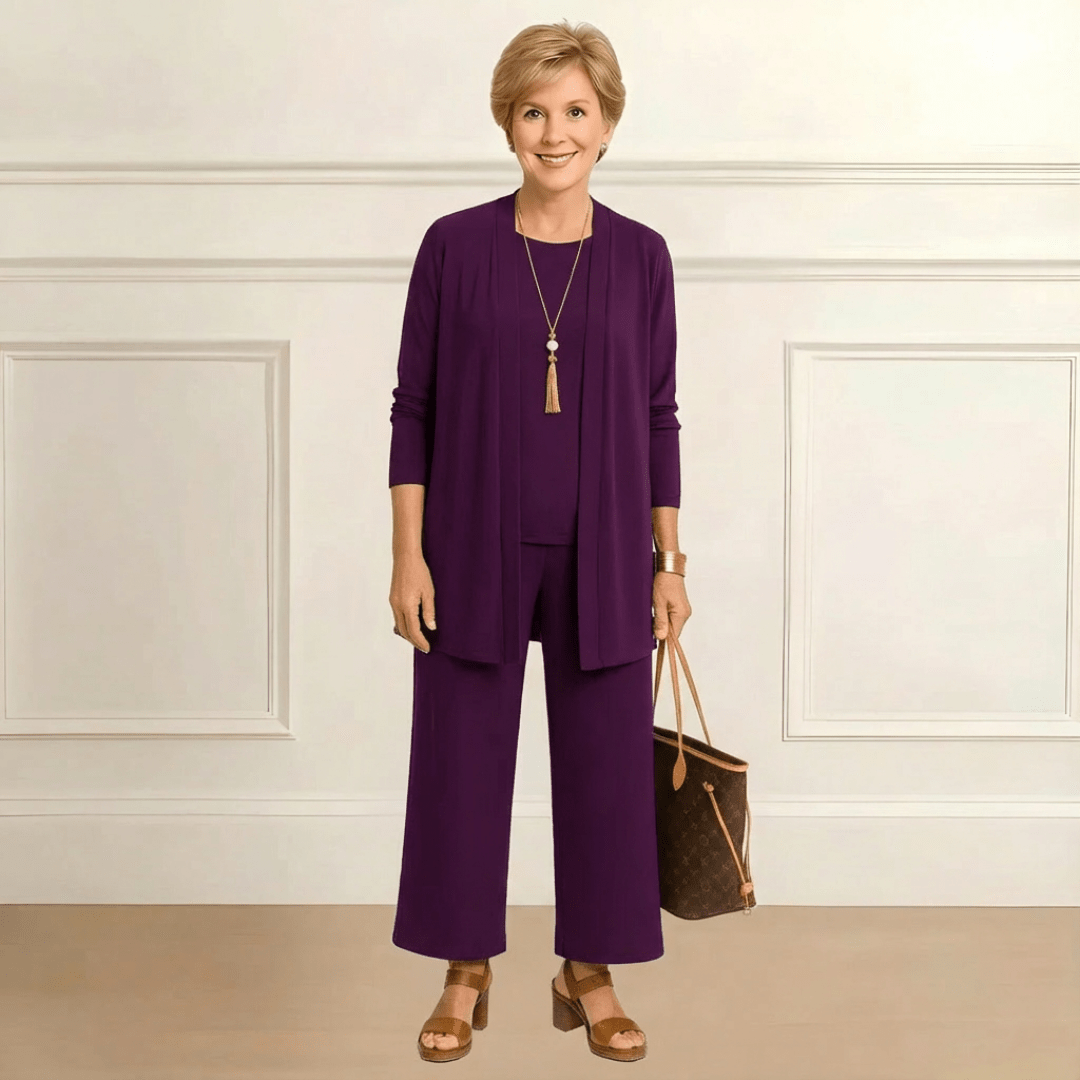 ROSY™ | Cardigan, Top & Trousers Set