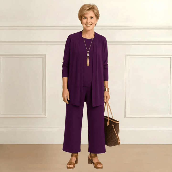 ROSY™ | Cardigan, Top & Trousers Set