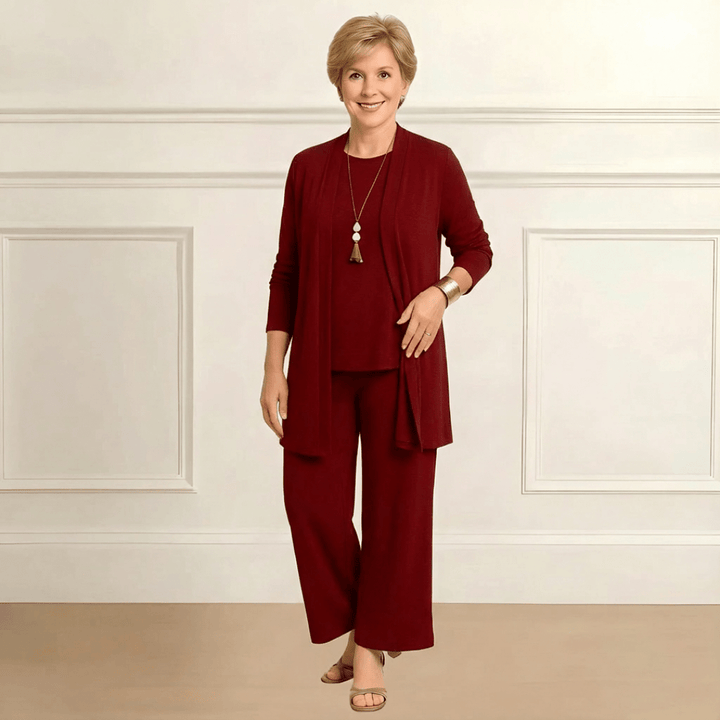 ROSY™ | Cardigan, Top & Trousers Set